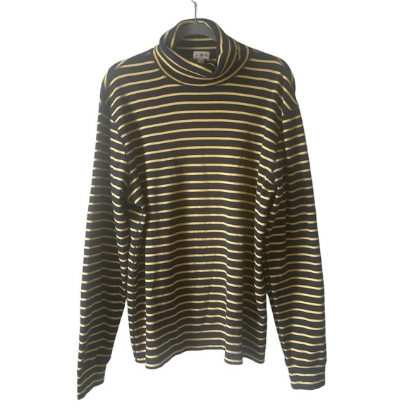 J. Crew Heritage Brushed Rib-Knit Turtleneck in Navy Sun Stripe Size Large New - Picture 2 of 12